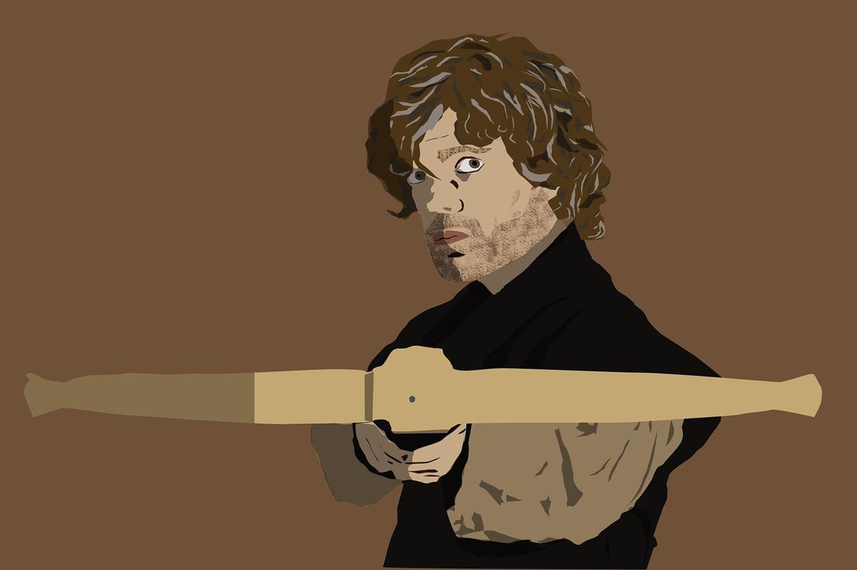 En tegnet variant av Tyrion Lannister med en armbrøst - Klikk for stort bilde
