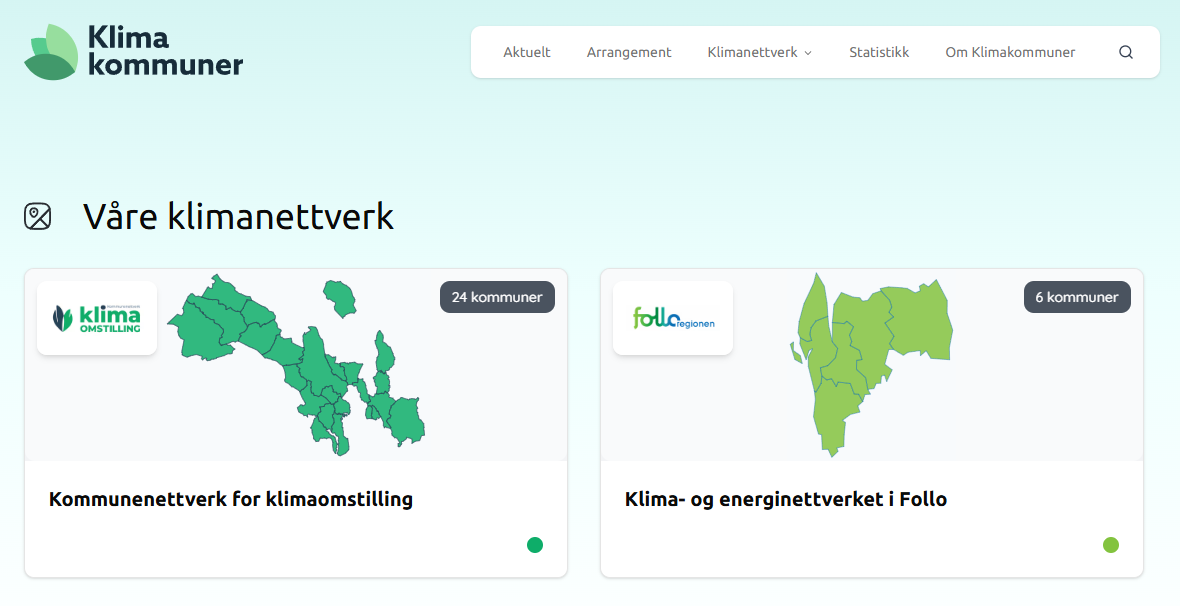Skjermdump avv nettsiden klimakommuner.no - Klikk for stort bilde